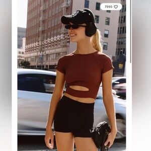 Free People Cut It Out Short Sleeve Top